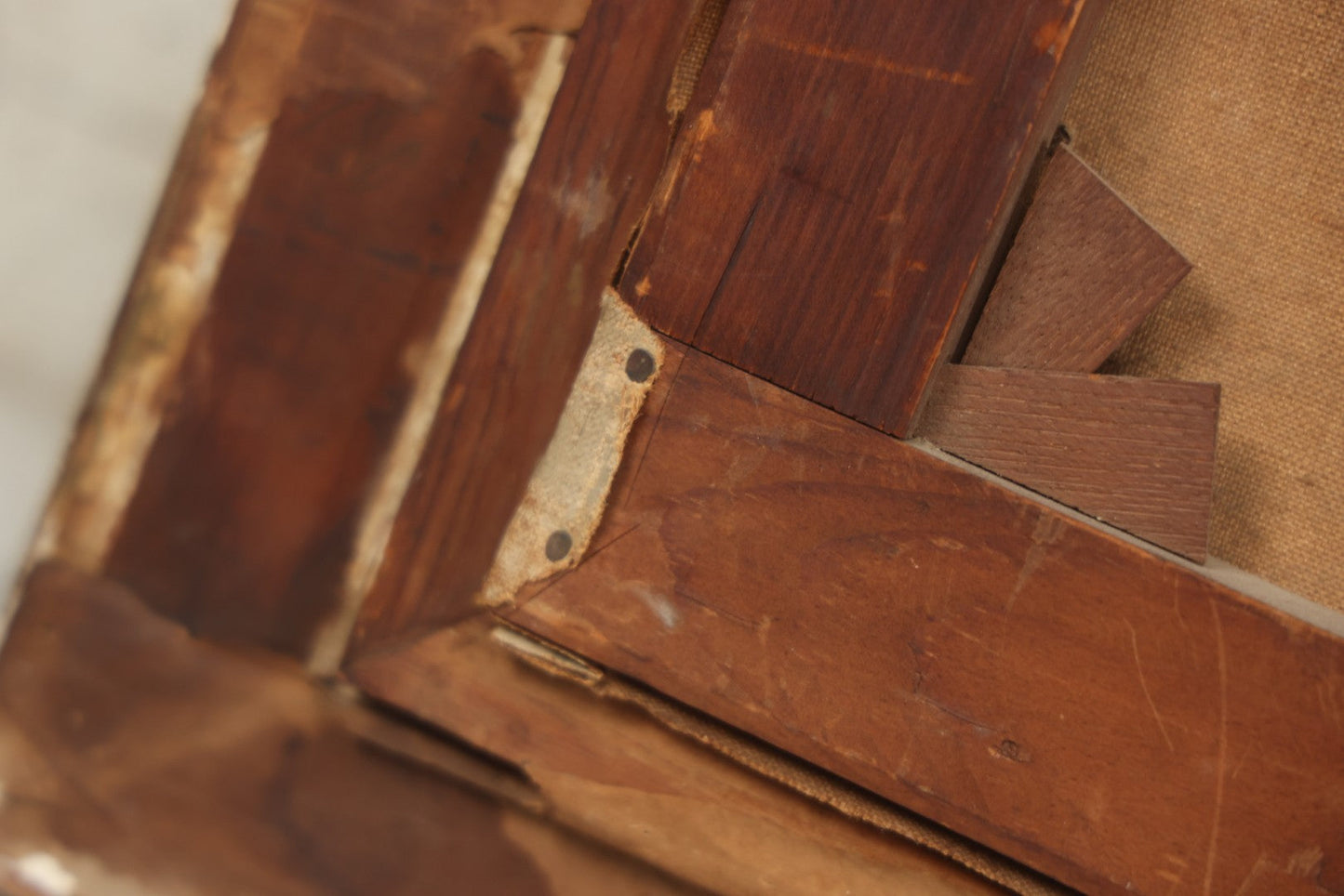 Lot 001 - Antique Oil On Canvas Maritime Nautical Painting With Sailing Ships, Gilt Gesso Frame, Note Holes And Paint Losses, 25-3/4" x 20"