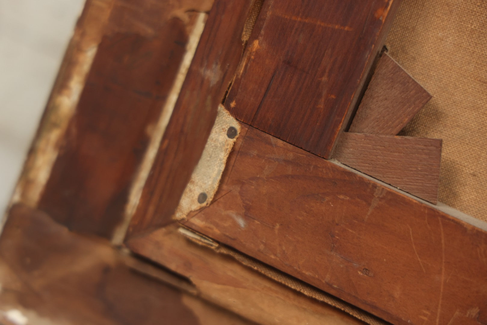 Lot 001 - Antique Oil On Canvas Maritime Nautical Painting With Sailing Ships, Gilt Gesso Frame, Note Holes And Paint Losses, 25-3/4" x 20"