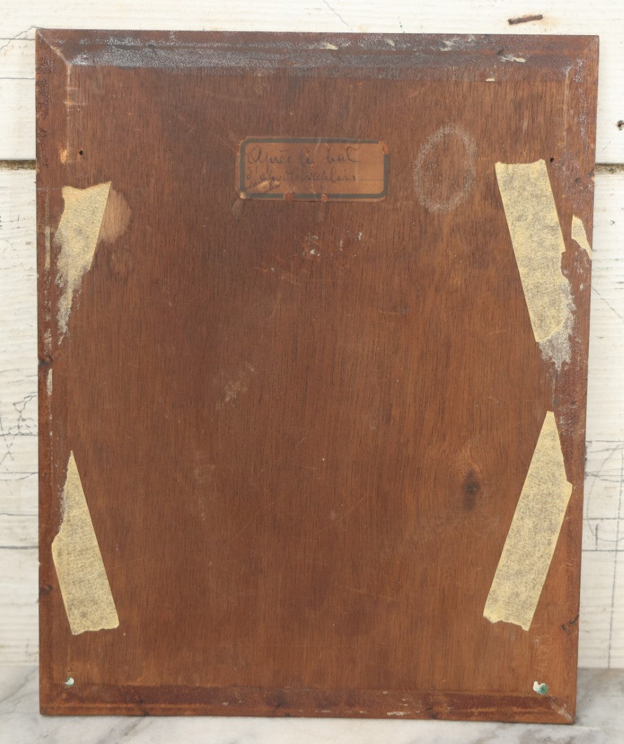 Lot 002 - Antique Oil On Wood Panel Portrait Painting Of A Woman In White Gown With Star Ornament In Hair, Signed Lower Left, Circa Late 19th Century, 8-1/2" x 10-3/4"