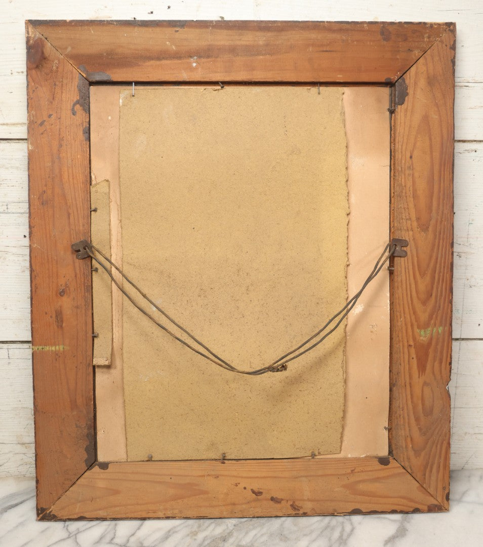 Lot 004 - Pair Of Antique Religious Devotional Chromolithograph Prints Depicting The Immaculate Heart Of The Mary And Jesus Christ, In Matching Gesso Frames, 22-3/4" x 26-5/8" Each