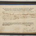 Lot 005 - Antique 18th Century Catholic Relic Authentication Certificate, 1775 Rome, Attesting To Relic Of The Cloak Of Saint Joseph, In Frame, 11-3/4" x 9-1/4"