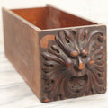 Lot 006 - Antique Wooden Desk Drawer With Carved Green Man Front, Dovetailed And Pegged Joinery, 20-1/2" L