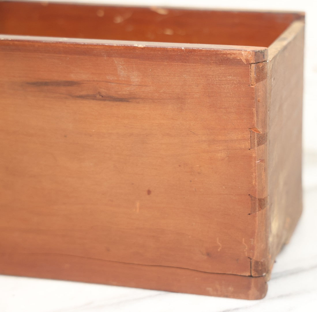 Lot 006 - Antique Wooden Desk Drawer With Carved Green Man Front, Dovetailed And Pegged Joinery, 20-1/2" L