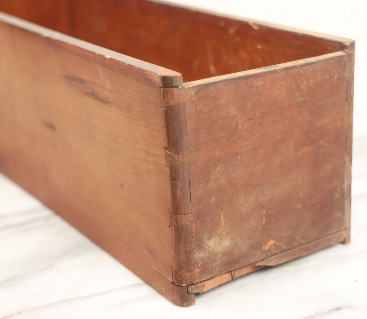 Lot 006 - Antique Wooden Desk Drawer With Carved Green Man Front, Dovetailed And Pegged Joinery, 20-1/2" L