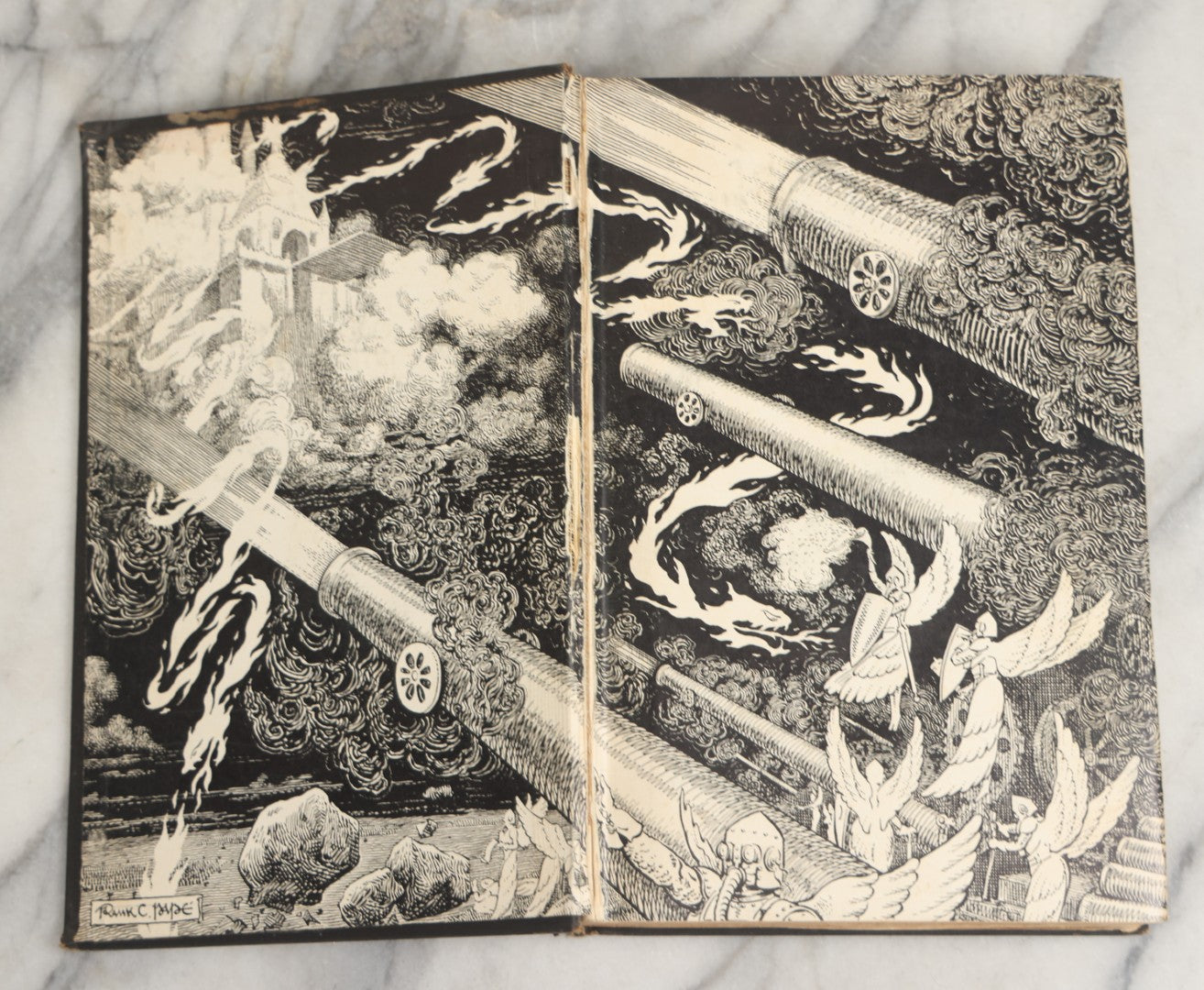 Lot 008 - "The Revolt Of The Angels" Antique Illustrated Book By Anatole France, Illustrated By Frank C. Papé, Published By Dodd, Mead & Company, New York, 1924, Illustrations Include Sphinx, Pan, Satyrs, Cupid, Heralds In Gas Masks, Deckled Edges