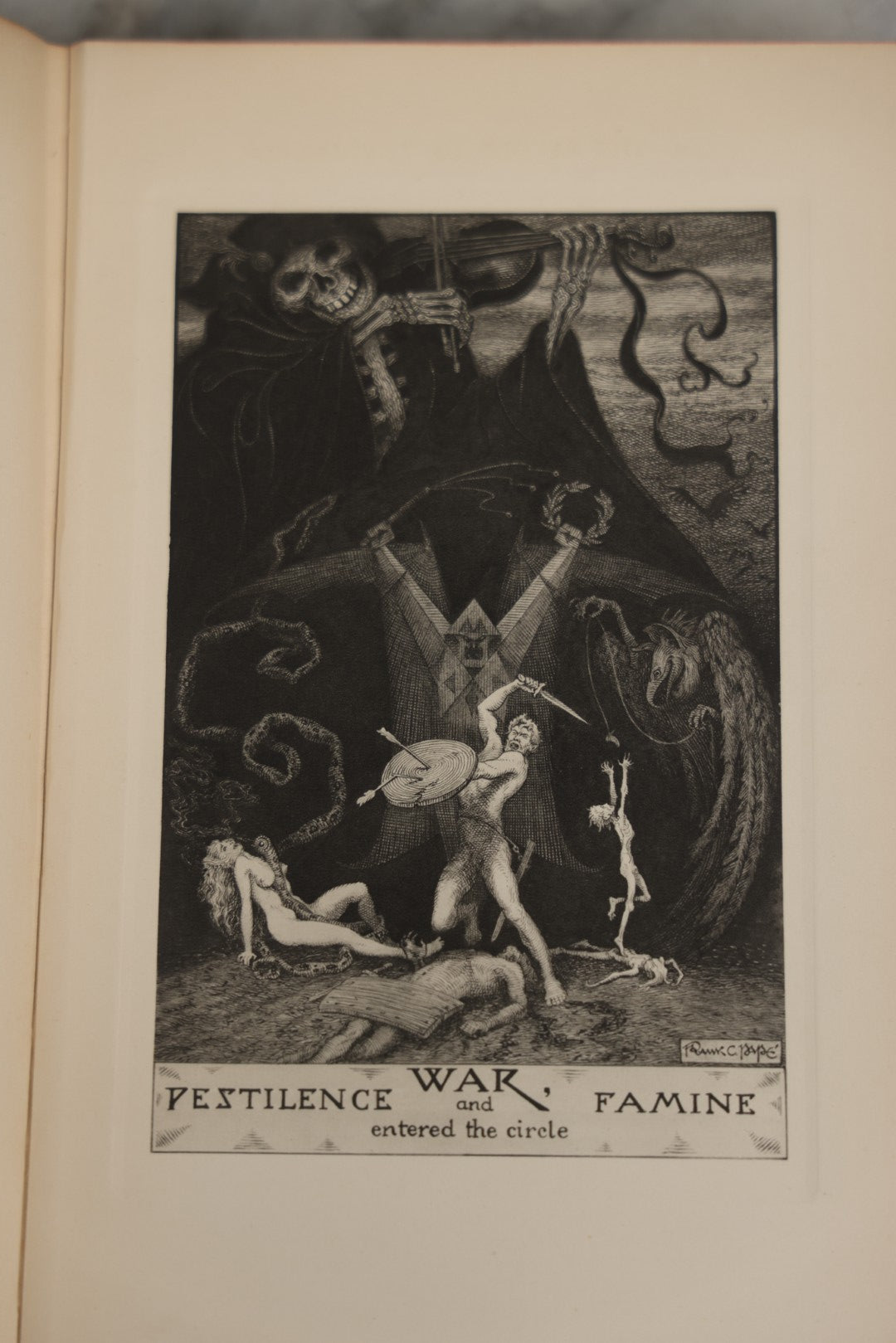 Lot 008 - "The Revolt Of The Angels" Antique Illustrated Book By Anatole France, Illustrated By Frank C. Papé, Published By Dodd, Mead & Company, New York, 1924, Illustrations Include Sphinx, Pan, Satyrs, Cupid, Heralds In Gas Masks, Deckled Edges