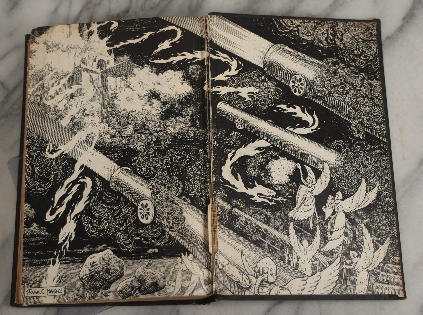 Lot 008 - "The Revolt Of The Angels" Antique Illustrated Book By Anatole France, Illustrated By Frank C. Papé, Published By Dodd, Mead & Company, New York, 1924, Illustrations Include Sphinx, Pan, Satyrs, Cupid, Heralds In Gas Masks, Deckled Edges