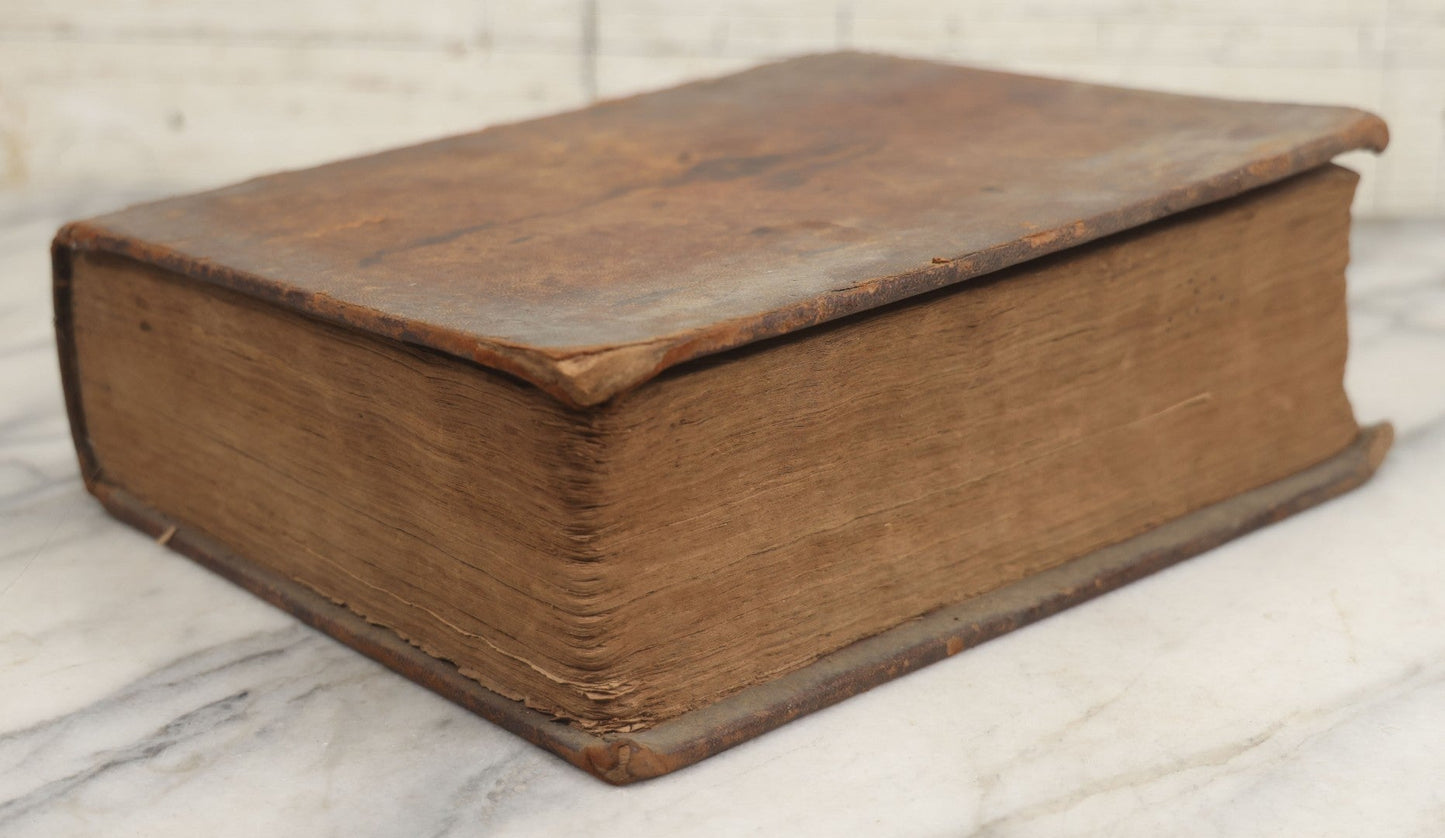 Lot 009 - Antique Leather Bound Family Holy Bible, King James Version, Handwritten Wilder Family Records Dating From 1737-1855, Printed By John Holbrook, Brattleborough, Vermont, Circa 1816, Note Missing Front Pages