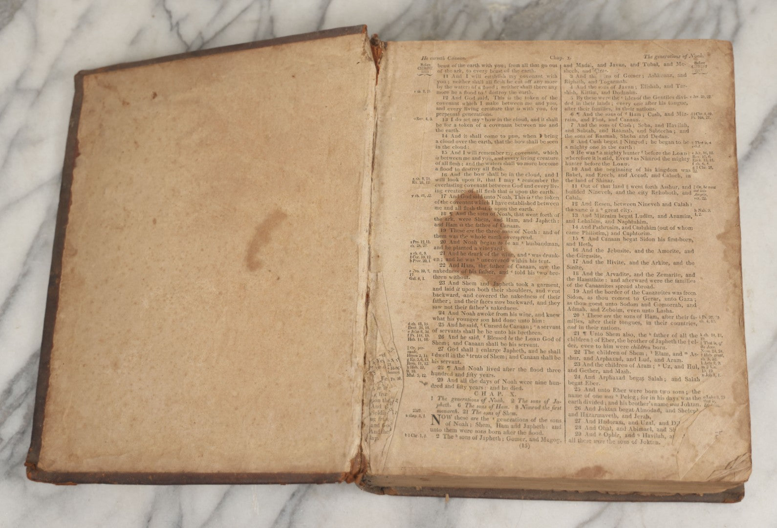 Lot 009 - Antique Leather Bound Family Holy Bible, King James Version, Handwritten Wilder Family Records Dating From 1737-1855, Printed By John Holbrook, Brattleborough, Vermont, Circa 1816, Note Missing Front Pages
