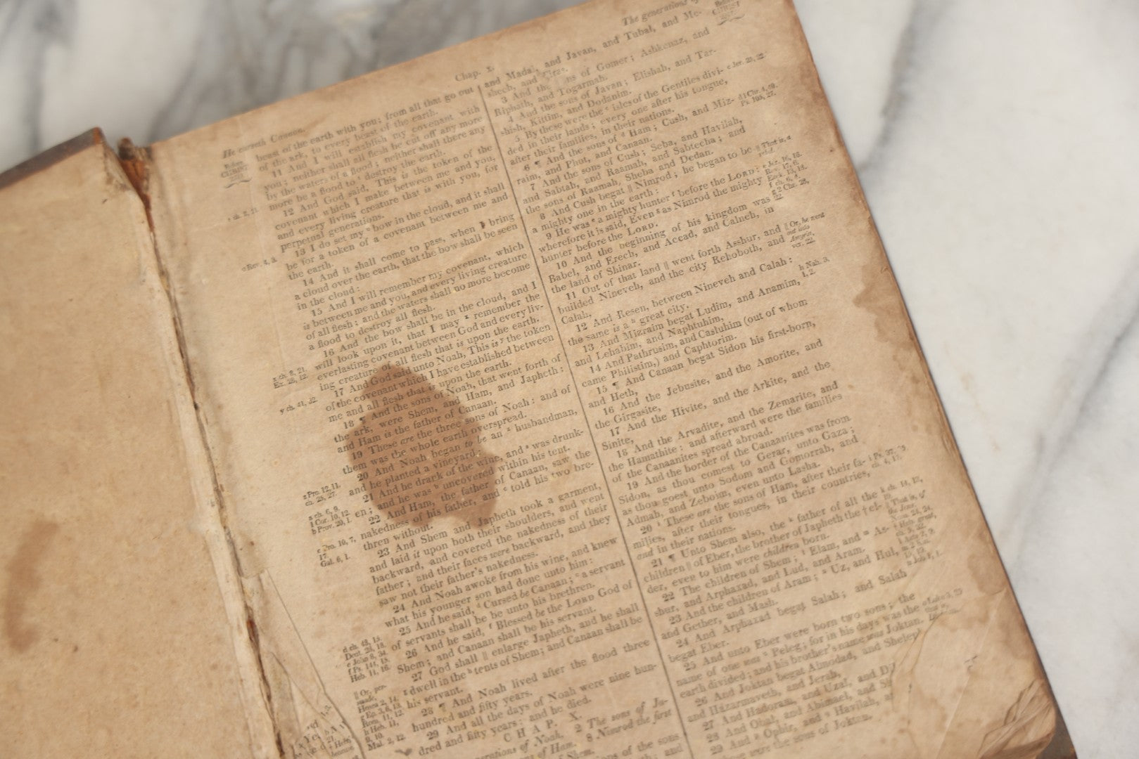 Lot 009 - Antique Leather Bound Family Holy Bible, King James Version, Handwritten Wilder Family Records Dating From 1737-1855, Printed By John Holbrook, Brattleborough, Vermont, Circa 1816, Note Missing Front Pages