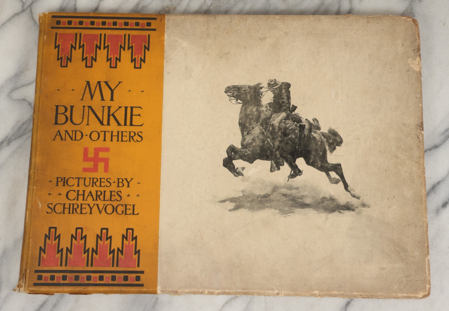 Lot 010 - "My Bunkie And Others" Collected Artistic Works Of Charles Schreyvogel, Signed By The Artist With Christmas 1909 Inscription "To My Friend O. A. Lehman," Published By Moffat, Yard & Company, New York, 1909