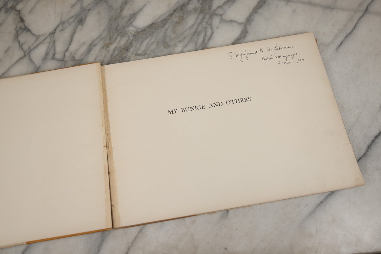Lot 010 - "My Bunkie And Others" Collected Artistic Works Of Charles Schreyvogel, Signed By The Artist With Christmas 1909 Inscription "To My Friend O. A. Lehman," Published By Moffat, Yard & Company, New York, 1909
