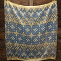 Lot 011 - Vintage Navajo-Style Textile Camp Blanket With Whirling Logs And Thunderbird Motifs, Blue And Yellow, Circa 1920s 60" x 70"