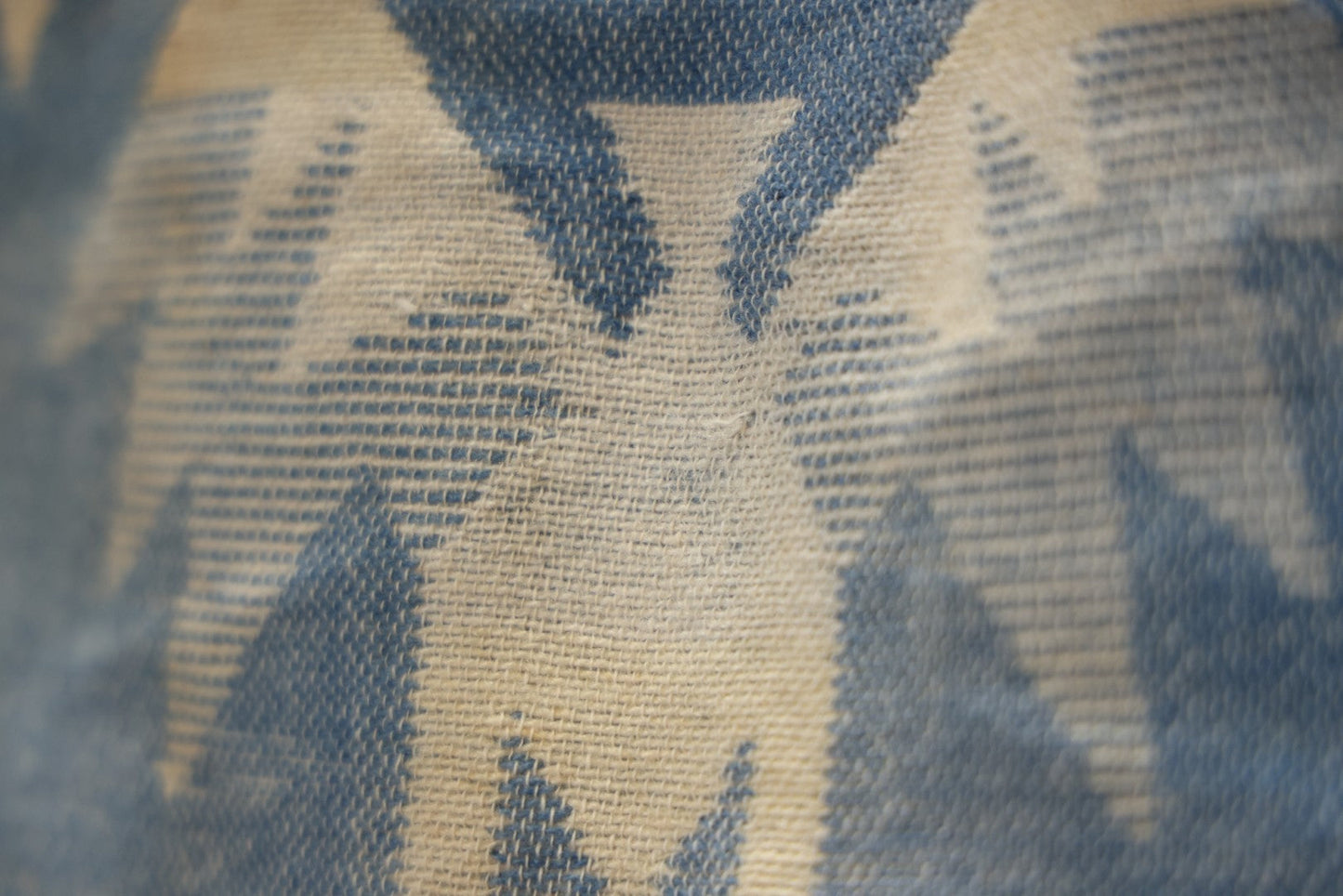 Lot 011 - Vintage Navajo-Style Textile Camp Blanket With Whirling Logs And Thunderbird Motifs, Blue And Yellow, Circa 1920s 60" x 70"