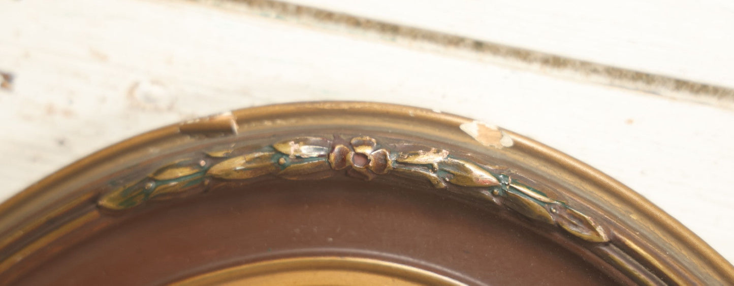 Lot 017 - Antique Sepia Toned Color Tinted Photograph Of Two Brothers In Matching Outfits In Bubble Glass Frame, 14-7/8" x 19-7/8"