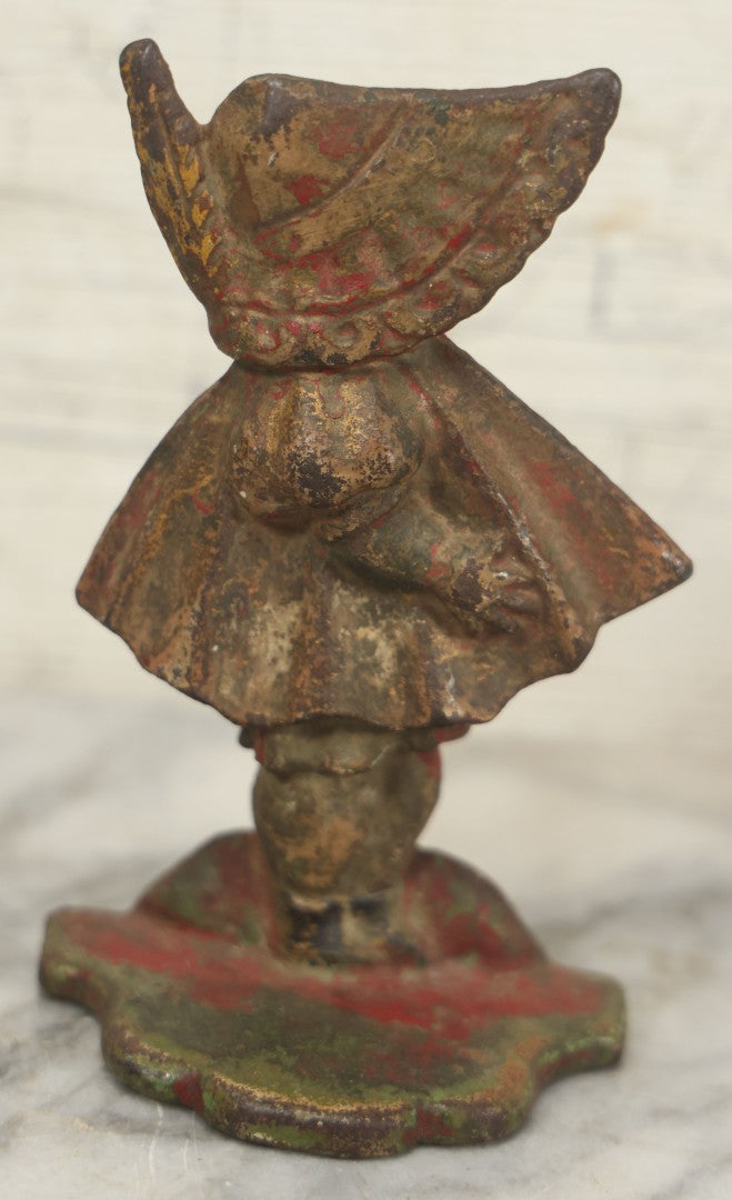Lot 022 - Antique Cast Iron Sunbonnet Sue Doorstop With Remnants Of Original Paint, 6-1/2" H
