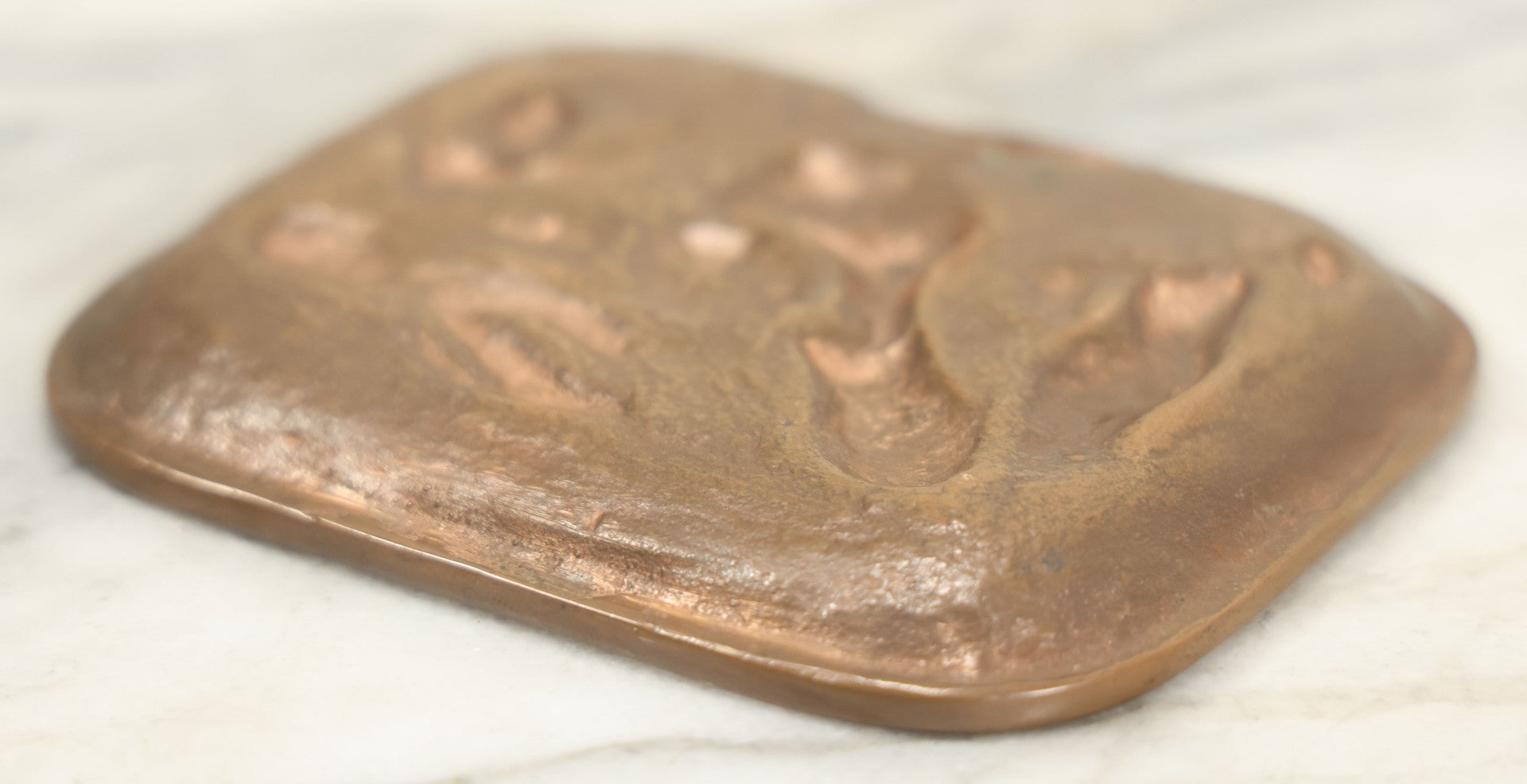 Lot 023 - Antique Cast Bronze Relief Tray “The Hangover” With Caricatured Figure And Imps, Circa Early 20th Century