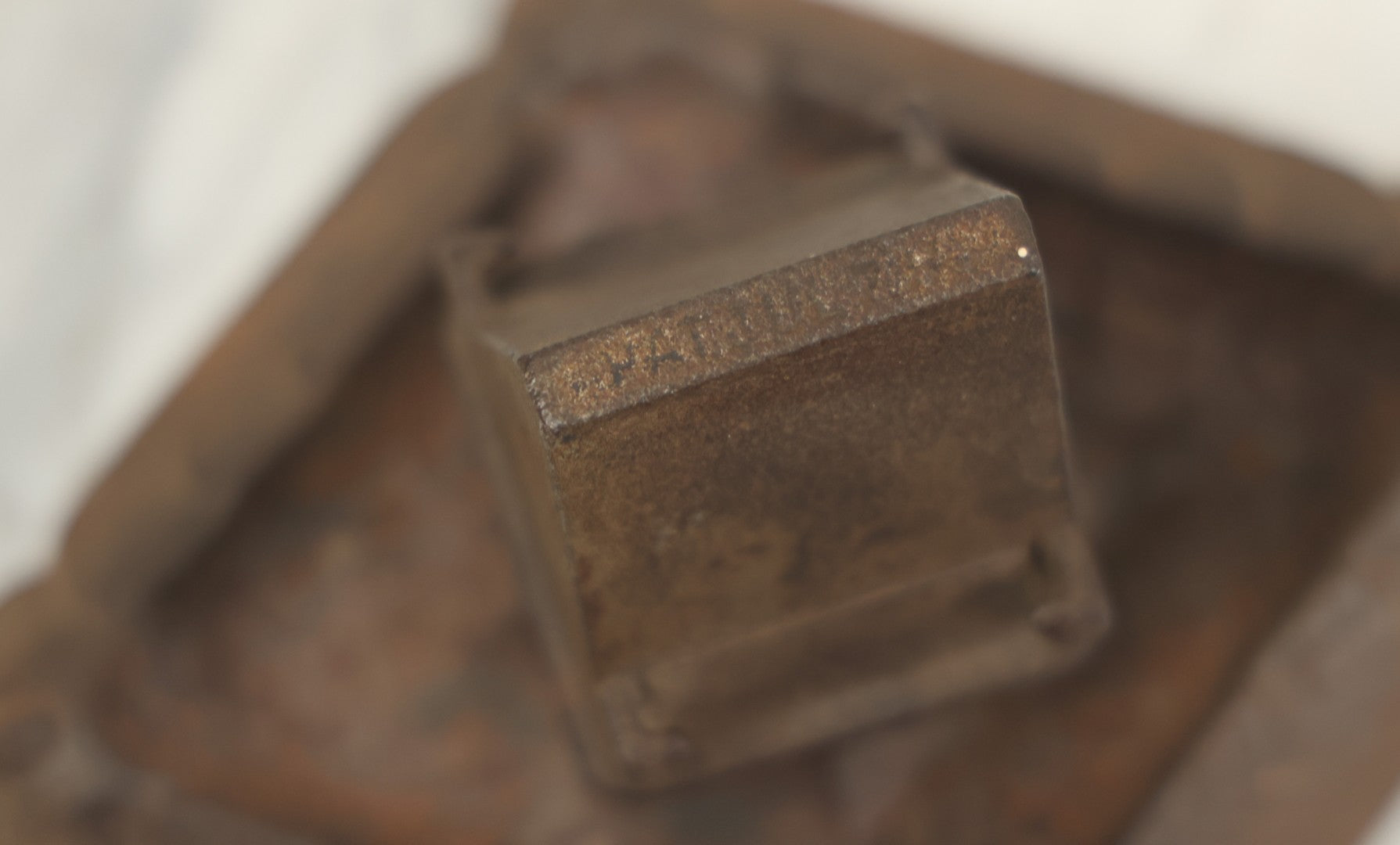 Lot 024 - Antique Cast Iron Egyptian Revival Match Book Holder Ashtray With Winged Scarab, Pharaoh Face Motifs, Marked With Illegible Patent Date, Circa 1920, Note Rust On Bottom