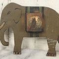 Lot 025 - Antique Folk Art Hand Cut Wooden Painted Elephant Match Safe With Striker