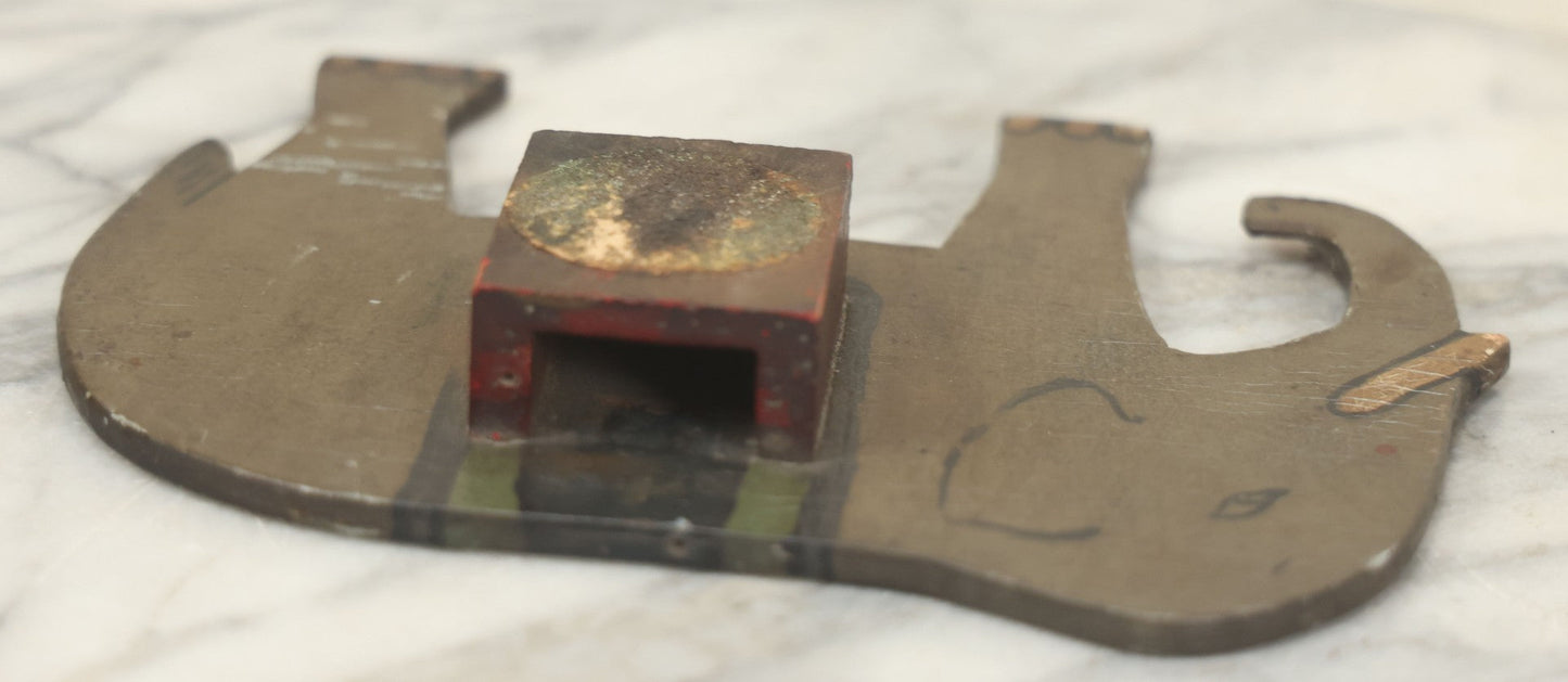 Lot 025 - Antique Folk Art Hand Cut Wooden Painted Elephant Match Safe With Striker