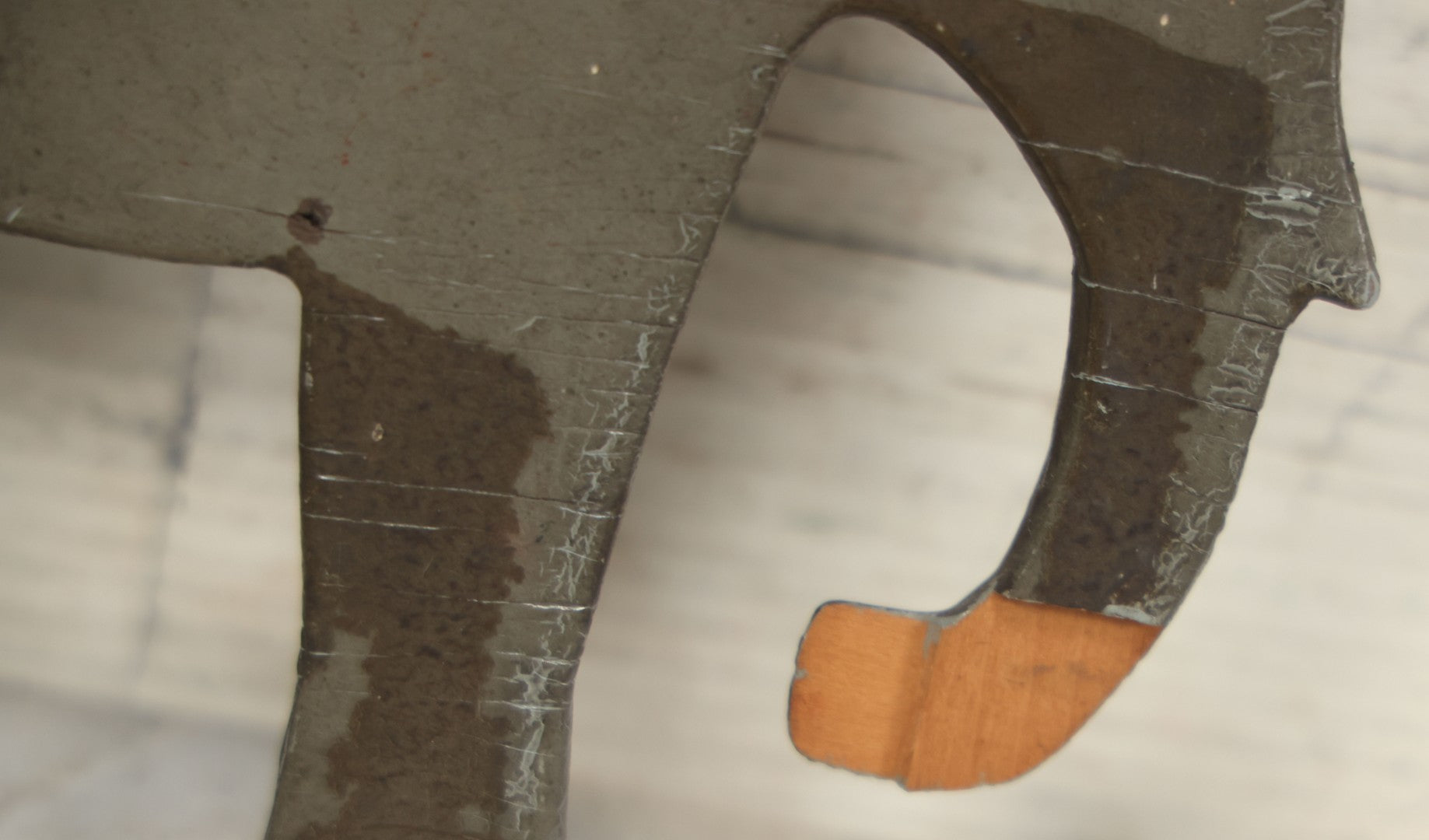 Lot 025 - Antique Folk Art Hand Cut Wooden Painted Elephant Match Safe With Striker