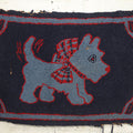 Lot 026 - Antique Folk Art Hooked Rug With Scottie Dog, Blue And Red Coloring, 33-1/2" x 21-1/2"