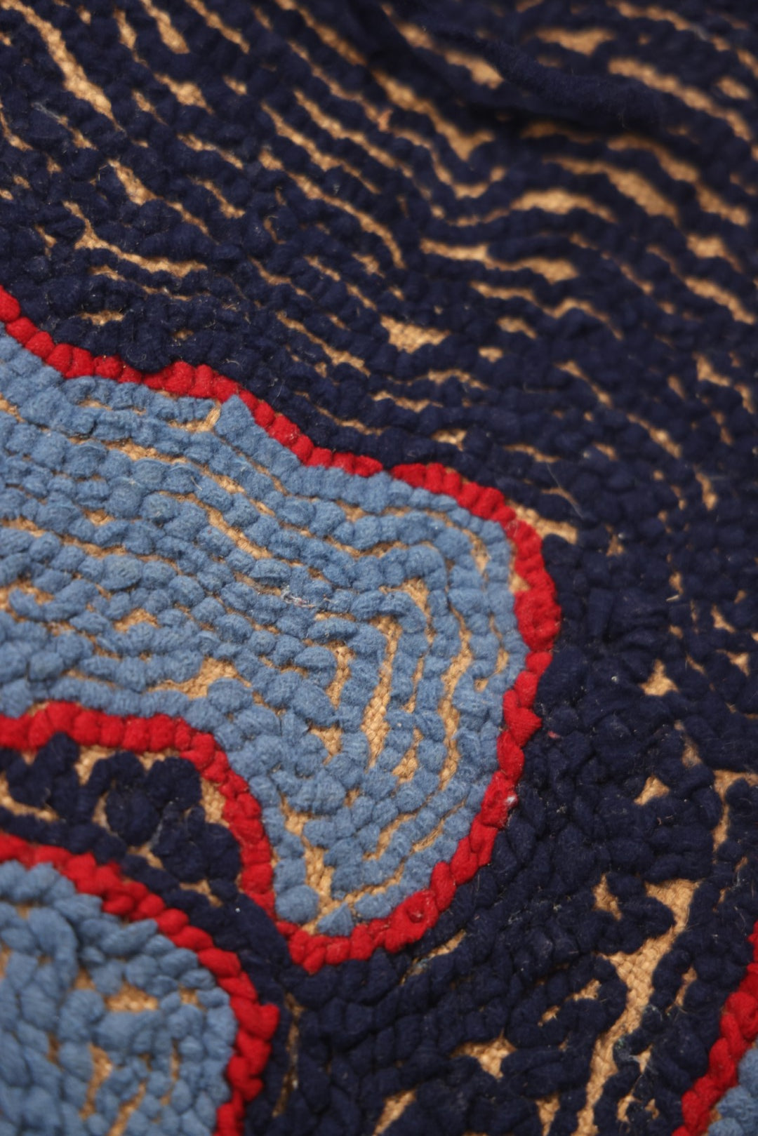 Lot 026 - Antique Folk Art Hooked Rug With Scottie Dog, Blue And Red Coloring, 33-1/2" x 21-1/2"