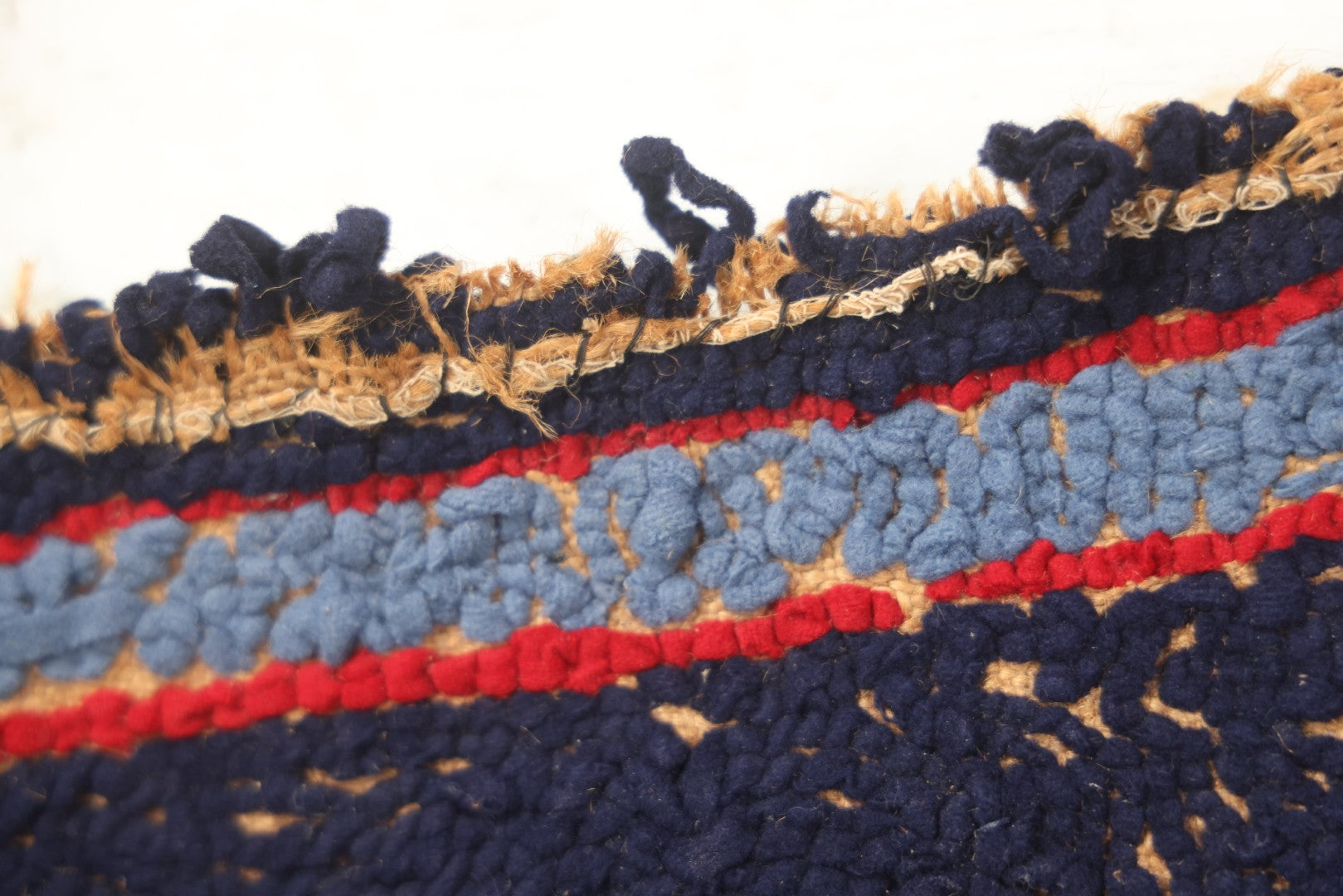 Lot 026 - Antique Folk Art Hooked Rug With Scottie Dog, Blue And Red Coloring, 33-1/2" x 21-1/2"