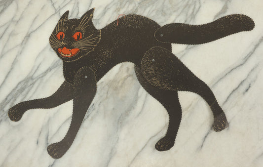 Lot 029 - Vintage Beistle Jointed Die-Cut Scratch Cat Halloween Decoration, Made In U.S.A.