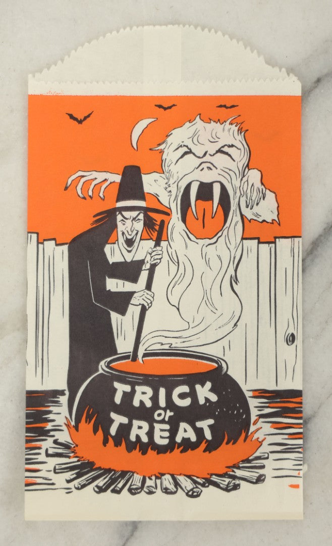 Lot 035 - Grouping Of Seven N.O.S. New Old Stock Vintage Halloween Trick-Or-Treat Bags With Witch And Cauldron Design