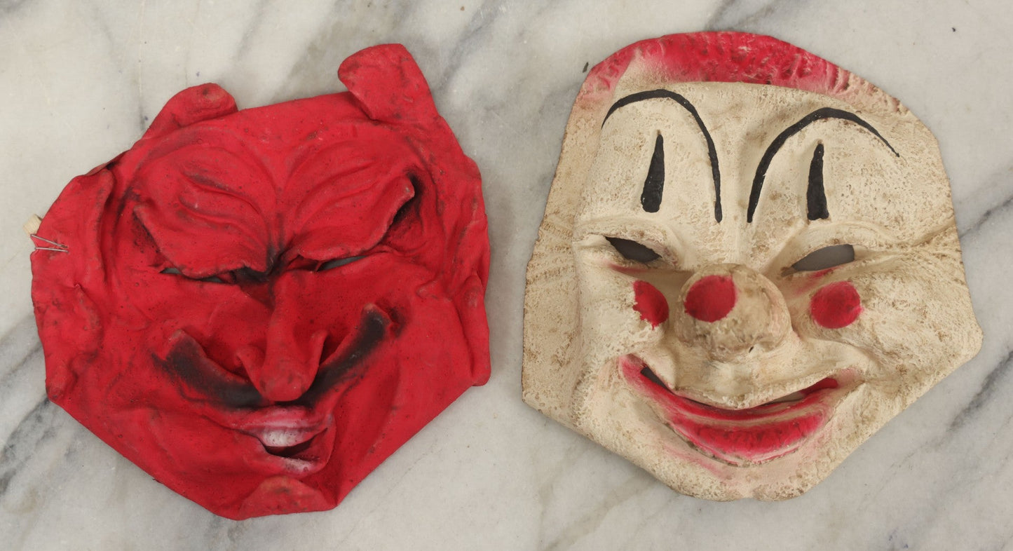 Lot 043 - Pair Of Vintage Rubber Halloween Masks Including Devil And Clown