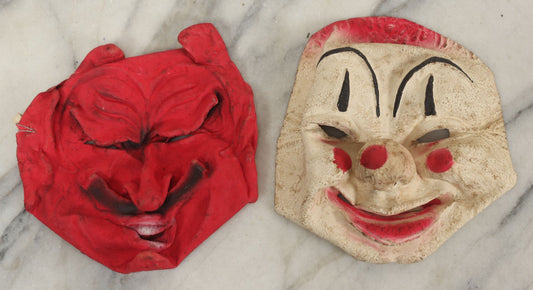 Lot 043 - Pair Of Vintage Rubber Halloween Masks Including Devil And Clown