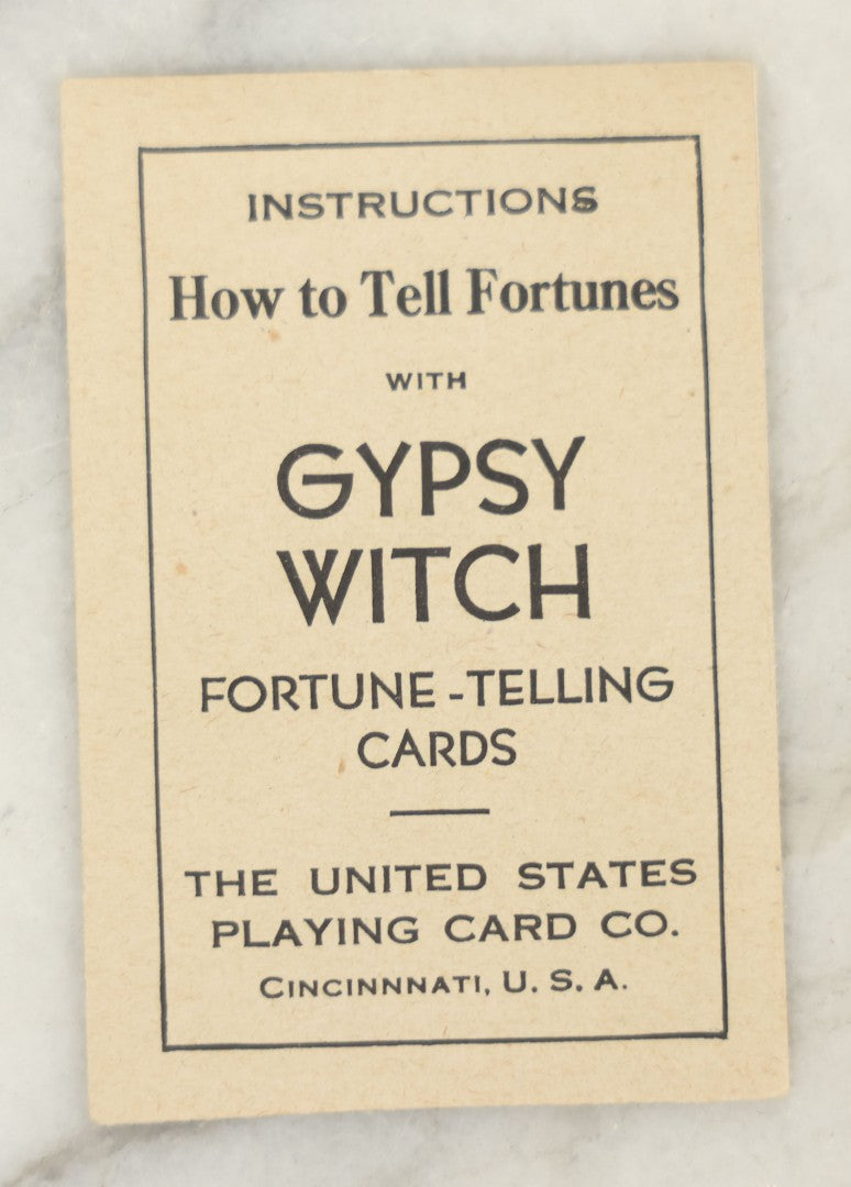 Lot 044 - Vintage Gypsy Witch Fortune-Telling Playing Cards By United States Playing Card Co., Cincinnati Ohio, Complete Deck With Instructions And Box