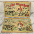 Lot 045 - Antique Little Red Riding Hood Puzzle Box With Three Lithographed Puzzles, Milton Bradley Co., Springfield Massachusetts, Circa 1895, Complete