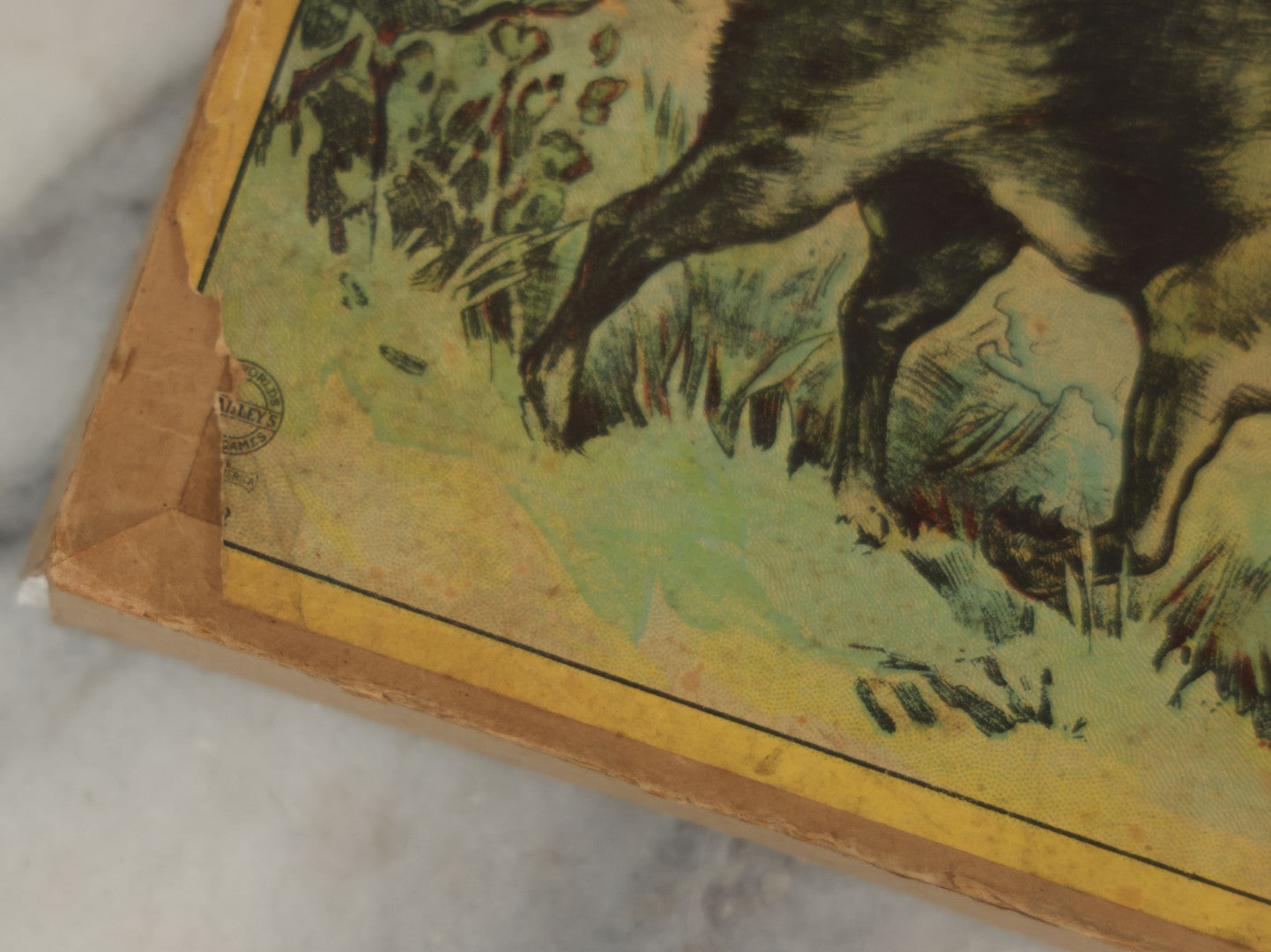 Lot 045 - Antique Little Red Riding Hood Puzzle Box With Three Lithographed Puzzles, Milton Bradley Co., Springfield Massachusetts, Circa 1895, Complete