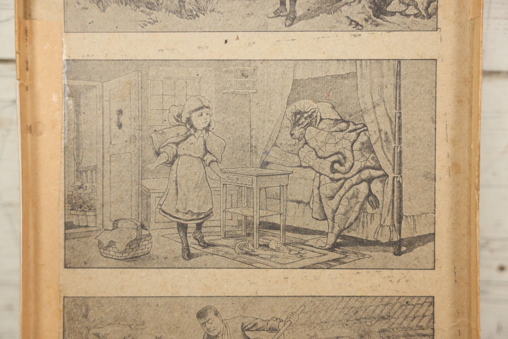 Lot 045 - Antique Little Red Riding Hood Puzzle Box With Three Lithographed Puzzles, Milton Bradley Co., Springfield Massachusetts, Circa 1895, Complete