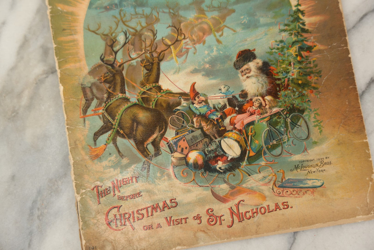 Lot 050 - Antique Children's Book "The Night Before Christmas Or A Visit Of St. Nicholas," With Chromolithograph Illustrations, Published By McLoughlin Bros., New York, 1896