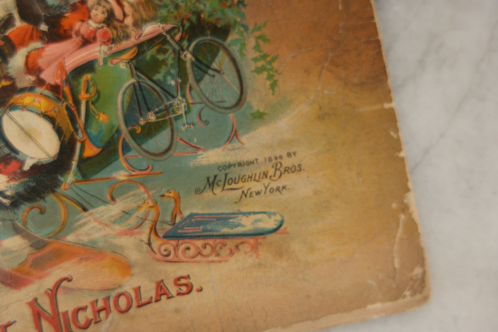 Lot 050 - Antique Children's Book "The Night Before Christmas Or A Visit Of St. Nicholas," With Chromolithograph Illustrations, Published By McLoughlin Bros., New York, 1896