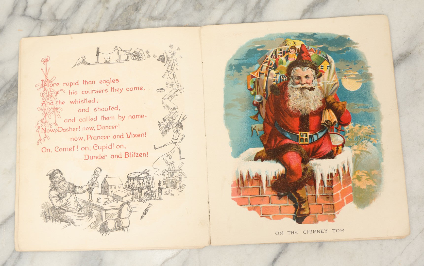 Lot 050 - Antique Children's Book "The Night Before Christmas Or A Visit Of St. Nicholas," With Chromolithograph Illustrations, Published By McLoughlin Bros., New York, 1896
