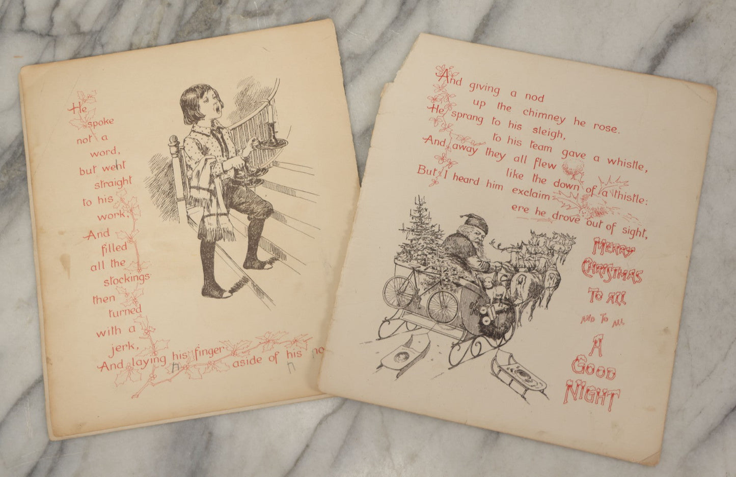 Lot 050 - Antique Children's Book "The Night Before Christmas Or A Visit Of St. Nicholas," With Chromolithograph Illustrations, Published By McLoughlin Bros., New York, 1896