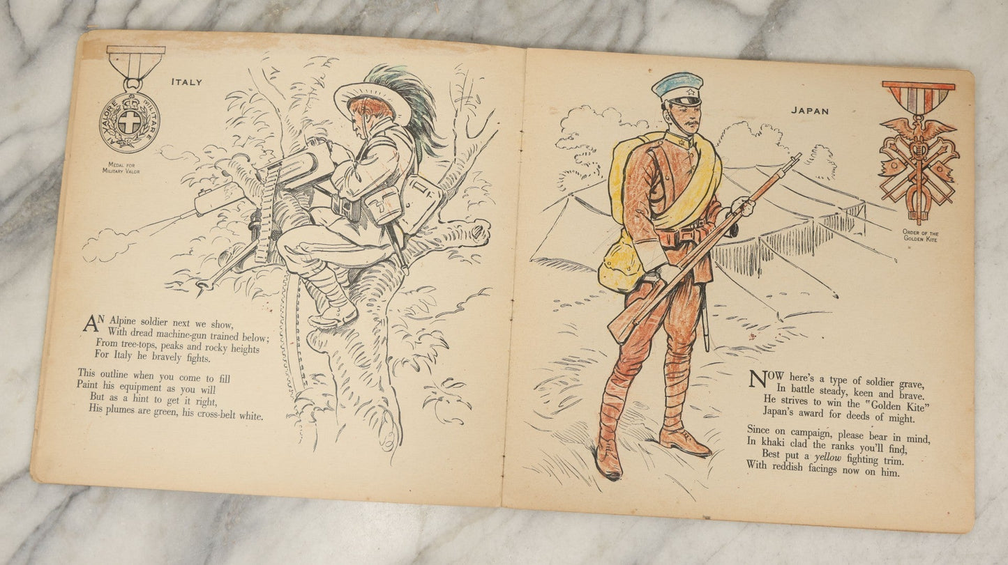 Lot 051 - Antique World War I Era Children's Book "The Soldier Painting Book," Copyright 1917 By Stecher Lith. Co., Rochester, New York