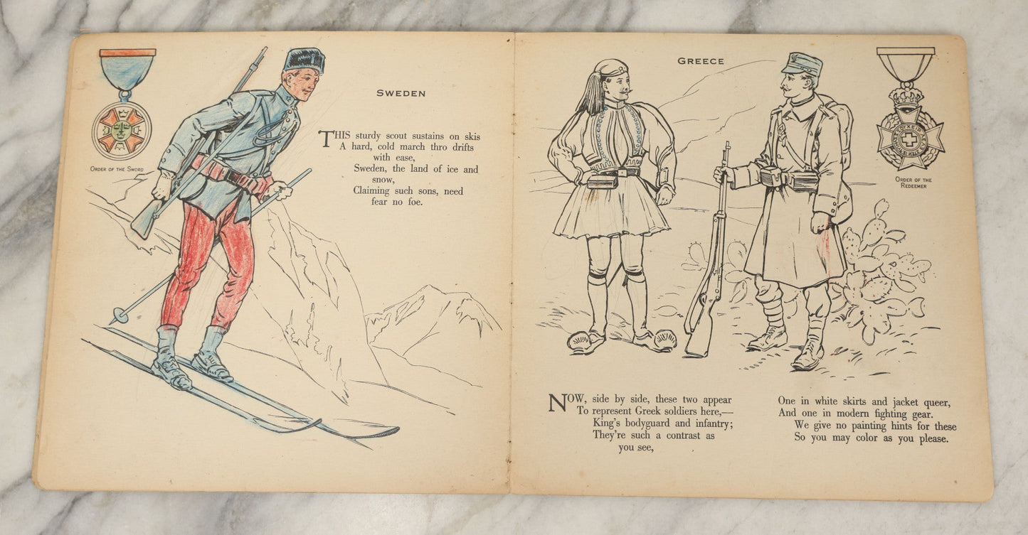 Lot 051 - Antique World War I Era Children's Book "The Soldier Painting Book," Copyright 1917 By Stecher Lith. Co., Rochester, New York