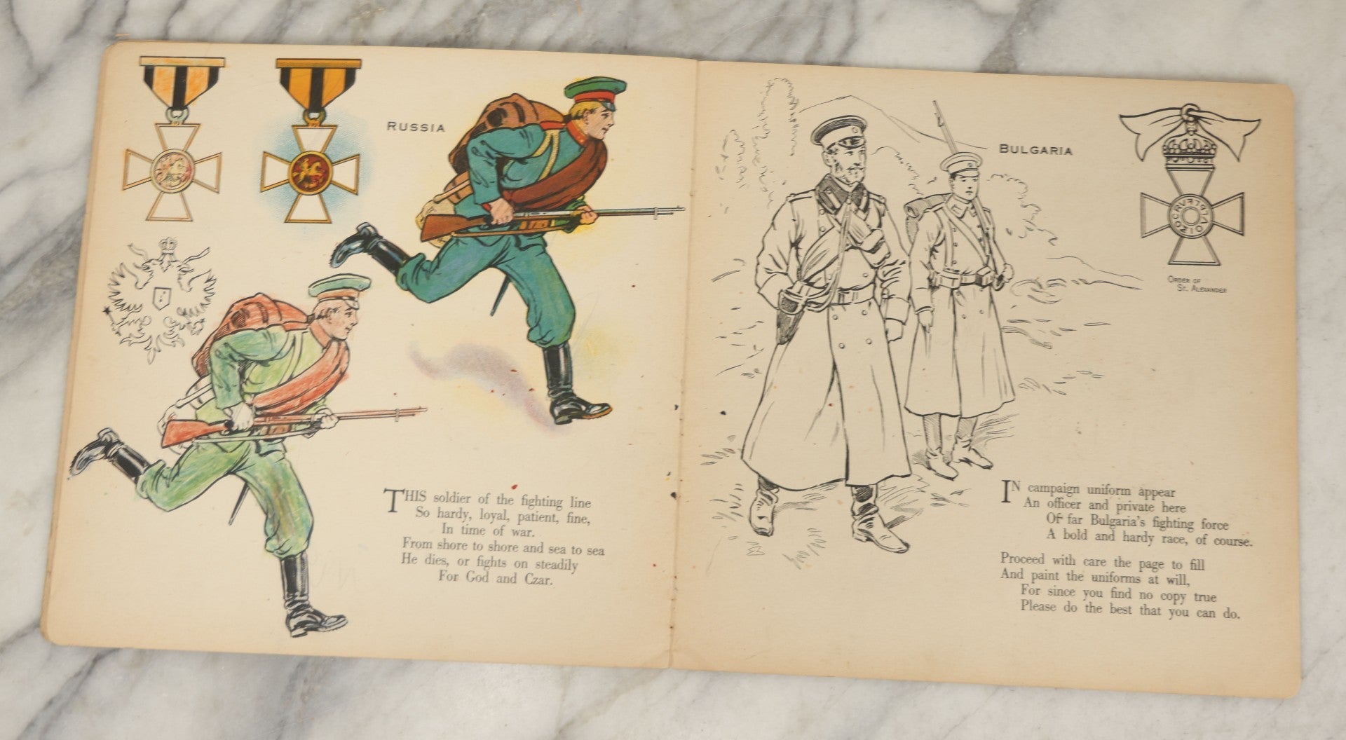 Lot 051 - Antique World War I Era Children's Book "The Soldier Painting Book," Copyright 1917 By Stecher Lith. Co., Rochester, New York