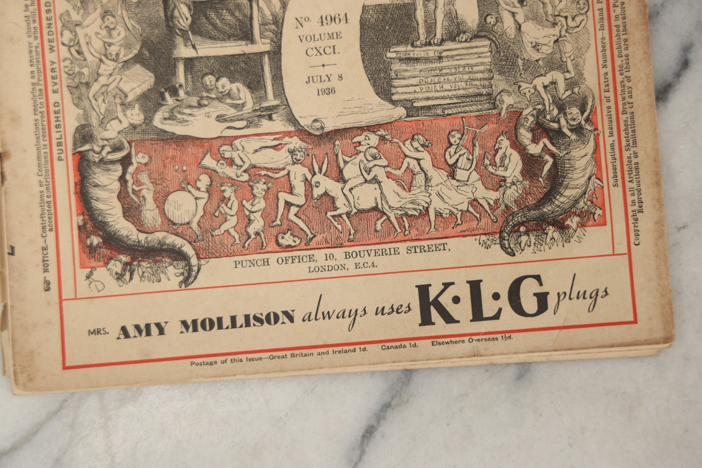 Lot 052 - Vintage Punch Magazine No. 4964, Volume CXCI, July 8, 1936