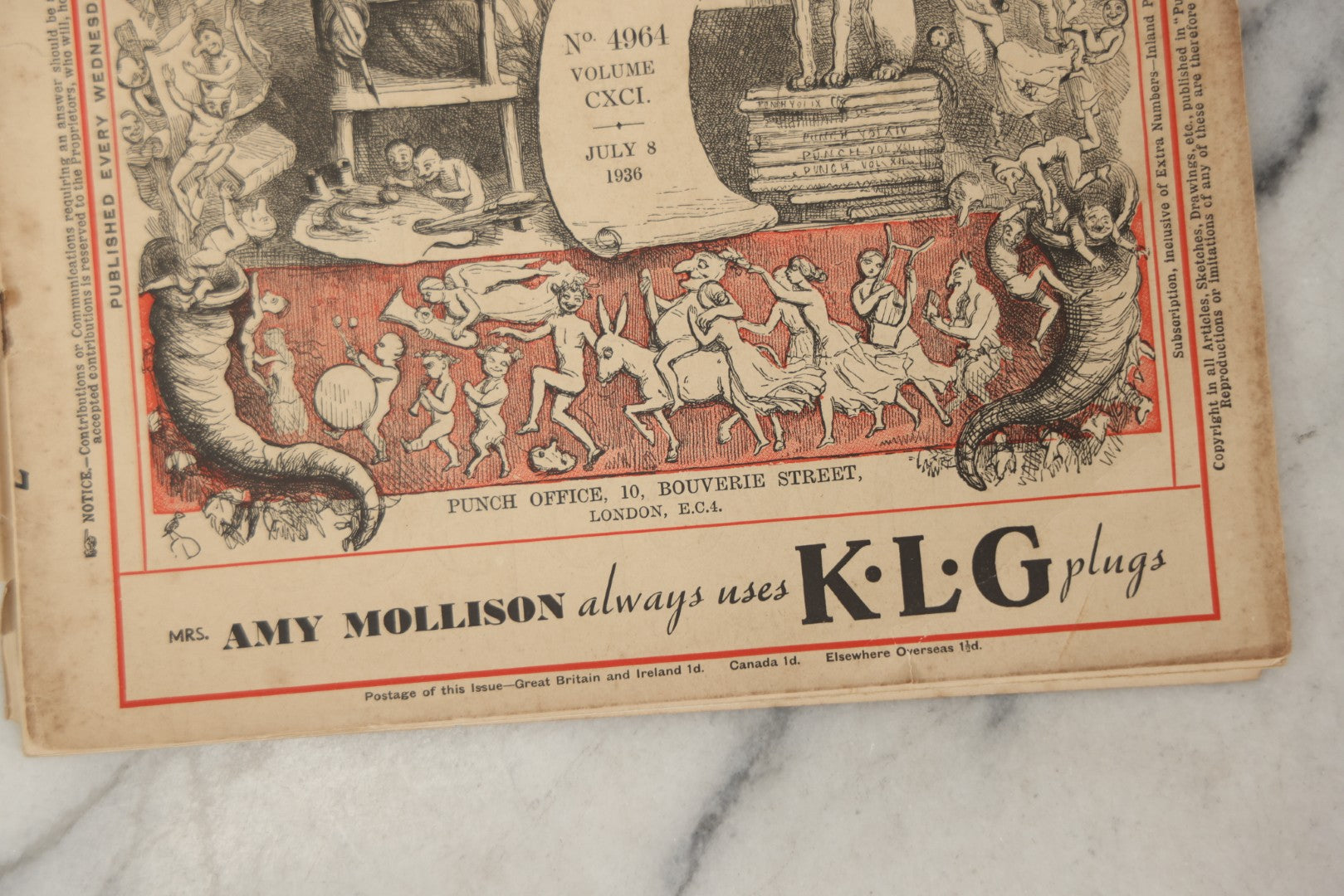 Lot 052 - Vintage Punch Magazine No. 4964, Volume CXCI, July 8, 1936