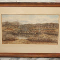 Lot 055 - Vintage Watercolor Landscape Painting, Fall Scene With Pond, Signed Peck, Framed Behind Glass, 19-5/8" x 13-3/8"