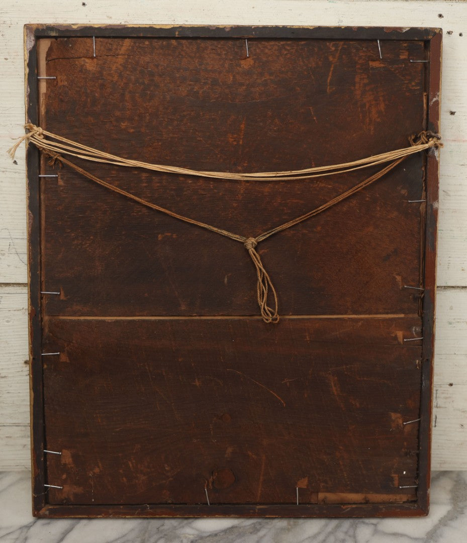 Lot 057 - Antique Chromolithograph "Now Pull Fair" Depicting Young Boy And Girl Smiling And Flirting While Pulling A Wishbone, Framed, 16" x 19-1/4"