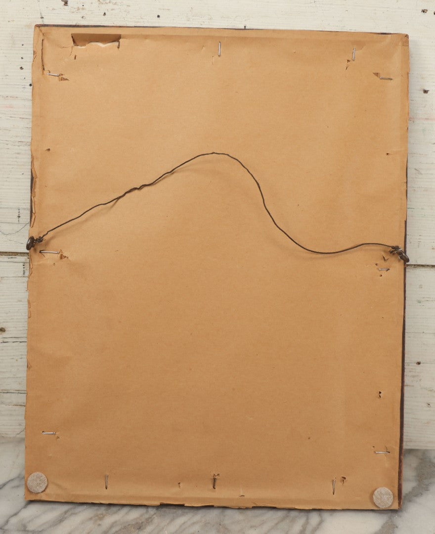 Lot 058 - Antique Chromolithograph Of Young Boy And Girl, Girl Holding Basket Of Cherries And Boy Sucking Thumb, Framed, 14-5/8" x 18-5/8"