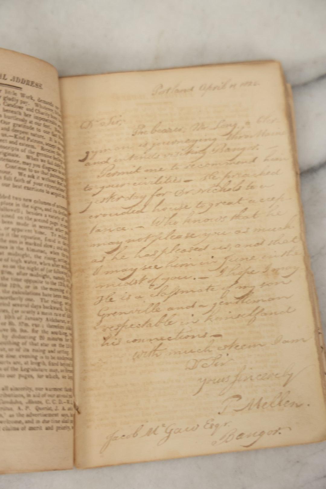 Lot 060 - Antique "Maine Farmer's Almanac" 1825, Published In Hallowell, With Extensive Handwritten Journal Entries By Reverend Joseph A. E. Long