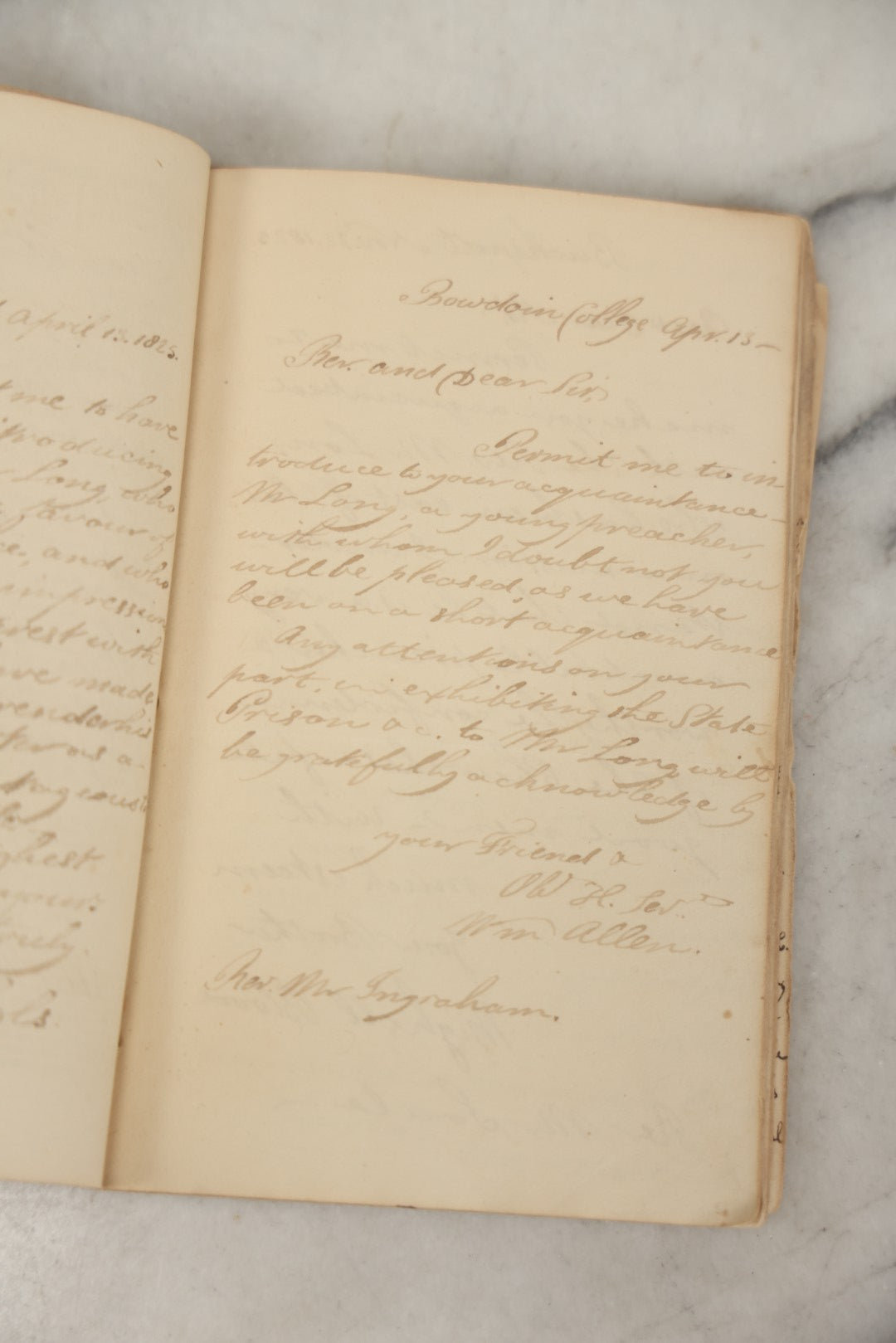 Lot 060 - Antique "Maine Farmer's Almanac" 1825, Published In Hallowell, With Extensive Handwritten Journal Entries By Reverend Joseph A. E. Long